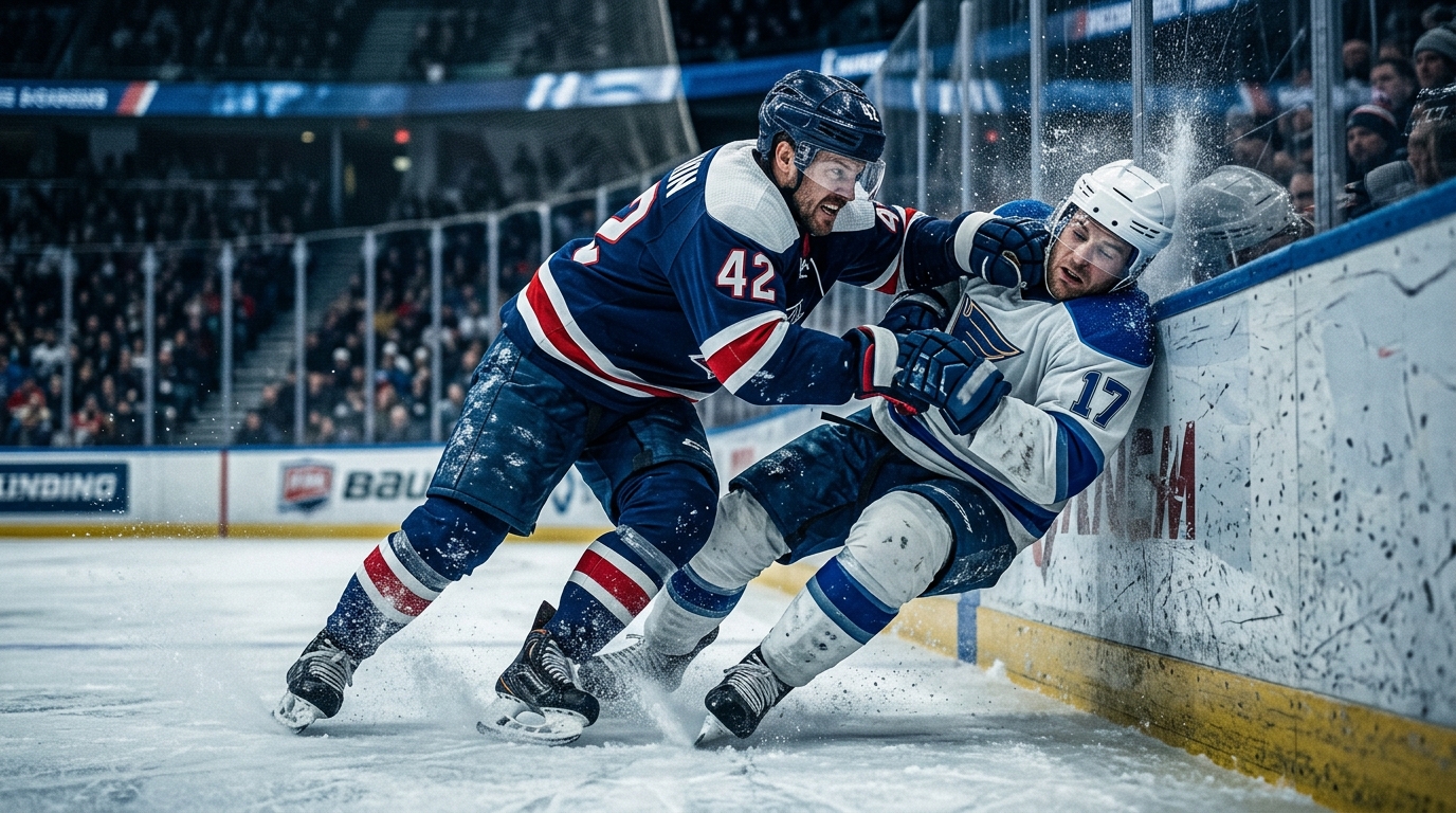 NHL 아이스하키 경기 장면을 표현한 이미지